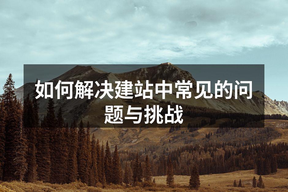 如何解决建站中常见的问题与挑战